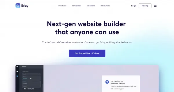 6 mejores constructores de páginas de WordPres Brizy-website