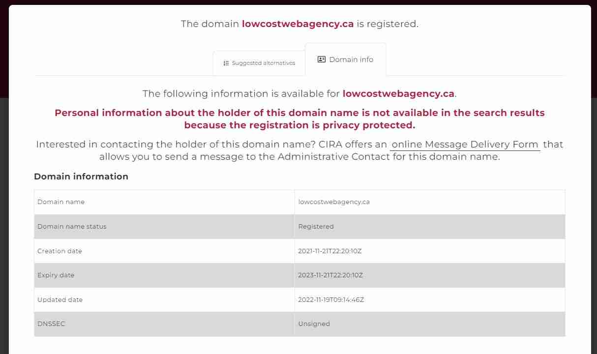 Low Cost Web agency Canada, plagiarism and cybersquatting