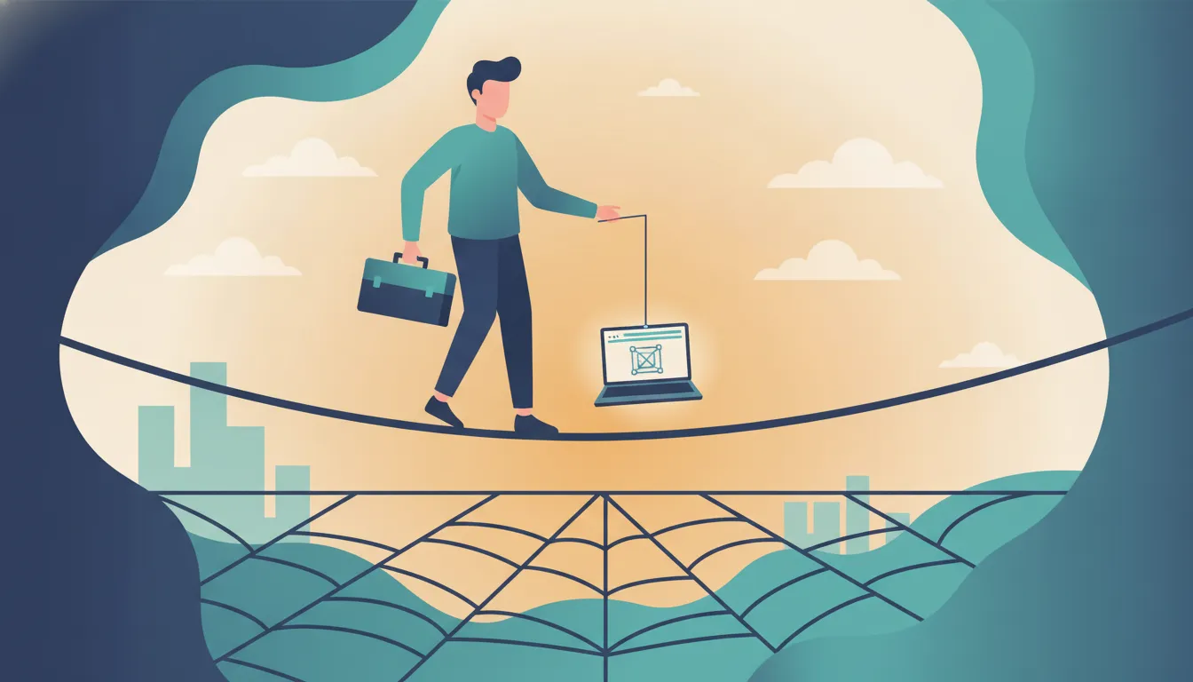 When My Article Generator Broke 91 Pages: The Story of a Repair A tightrope walker carrying a toolbox above a safety net