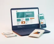 Blog Site Blog website design with article grid on laptop and smartphone