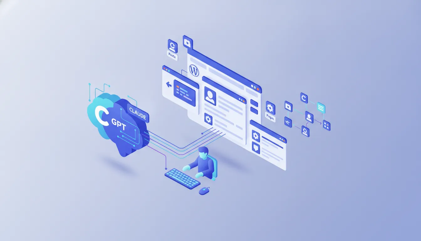 Gérer son WordPress avec ChatGPT et Claude Strategic concept for How to Manage Your WordPress Website with ChatGPT or Claude