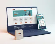 Custom - Ecommerce Website Custom e-commerce website design with product grid on laptop and smartphone