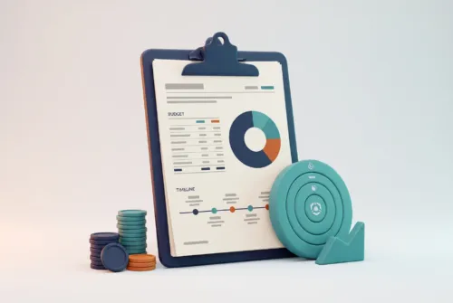 Custom SEM plan: advertising budget plan with targets and charts