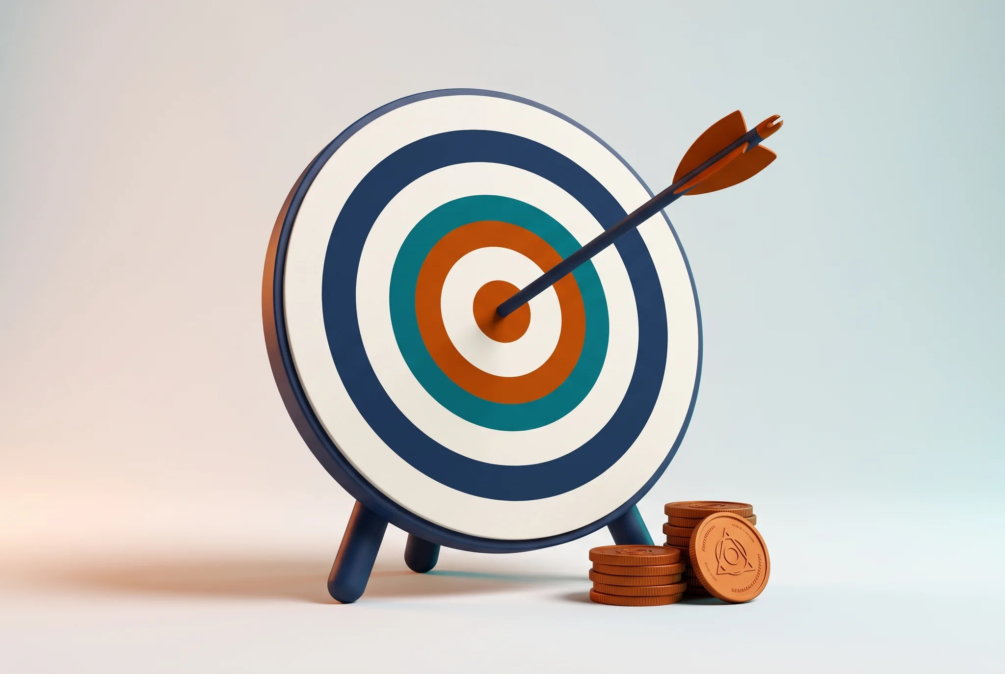 Google Ads campaign setup (ad spend excluded) Campagne Google Ads: bersaglio con freccia e monete