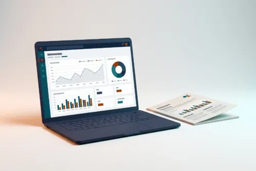 Google Analytics setup and reporting dashboard on laptop
