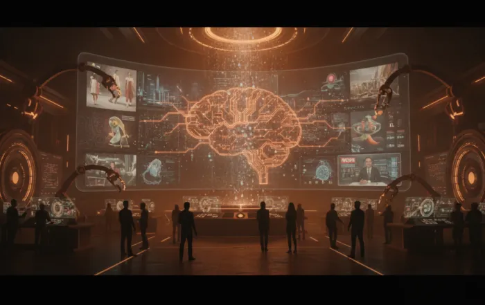 Home AI-driven content creation across industries illustrated