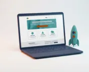 Landing Page Landing page design with hero, call-to-action and form on laptop