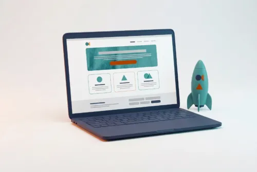 Landing page : page avec accroche, bouton d'action et formulaire sur ordinateur