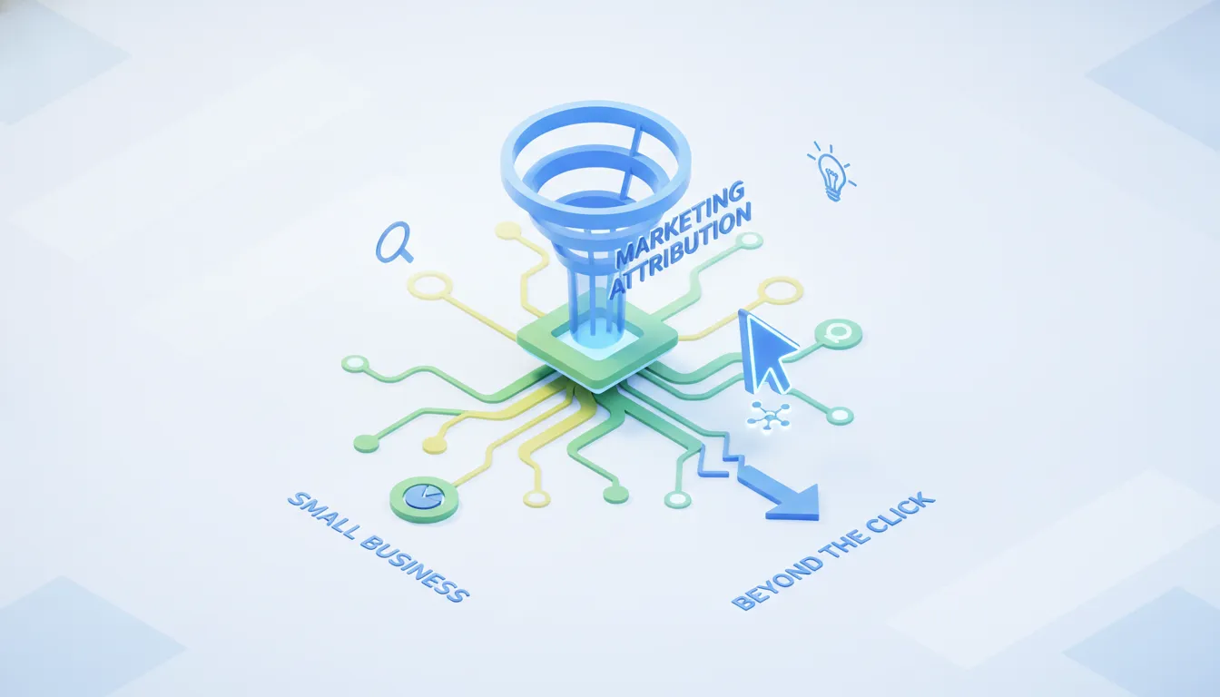 Attribution marketing pour petite entreprise : au-delà du clic Dirigeant de petite entreprise comparant un carnet de réponses de clients avec un rapport Google Analytics sur un ordinateur portable