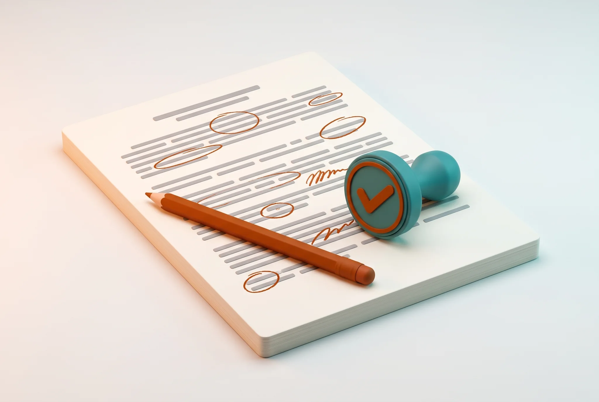 Proofreading Proofreading service: corrected text sheet with marks and approval tick