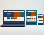 Responsive website design shown on laptop, tablet and smartphone