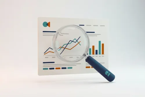 Audit e analytics: dashboard con lente d'ingrandimento