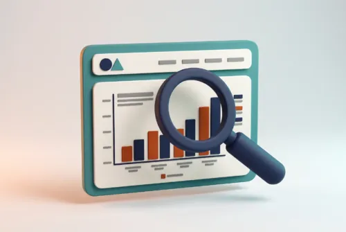 Audit SEO: lente su un sito con grafico in crescita