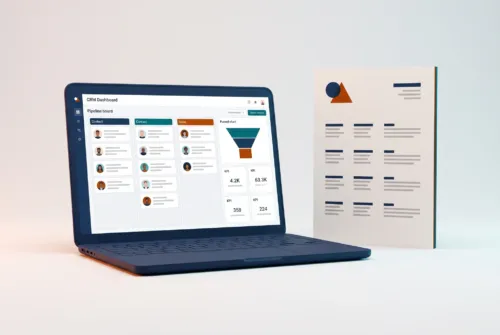 Suite CRM: panel CRM con pipeline y fichas de contactos