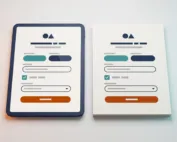 Form Web form design: online form with fields and submit button on tablet