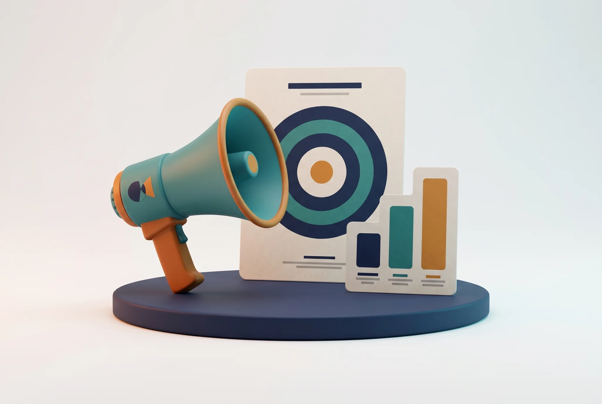 5-step outreach sequence Servizi di web marketing: megafono, bersaglio e grafico di crescita
