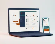 Portal Website Web portal design with dashboard and login on laptop and smartphone