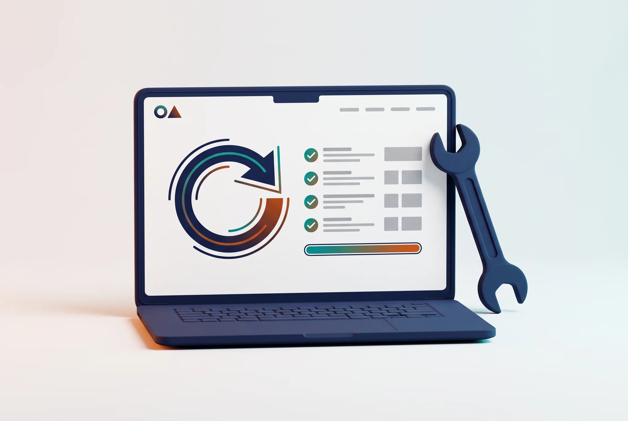 One-off WordPress update Aggiornamento del sito WordPress: pannello con aggiornamenti completati